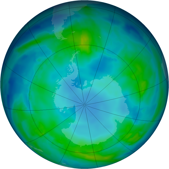 Antarctic ozone map for 07 May 2013